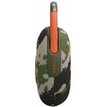 JBL Clip 5 SQUAD portatīvais skaļrunis, 7W, 95Hz-20kHz, BT 5.3, IP67, 15h, karabīne, kamuflāža (JBLCLIP5SQUAD)