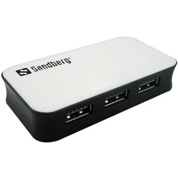 Sandberg 133-72 USB 3.0 centrmezgls, 4 porti, 5000 Mbit/s, USB 3.2 Gen 1, 1 m, melns/balts (133-72)
