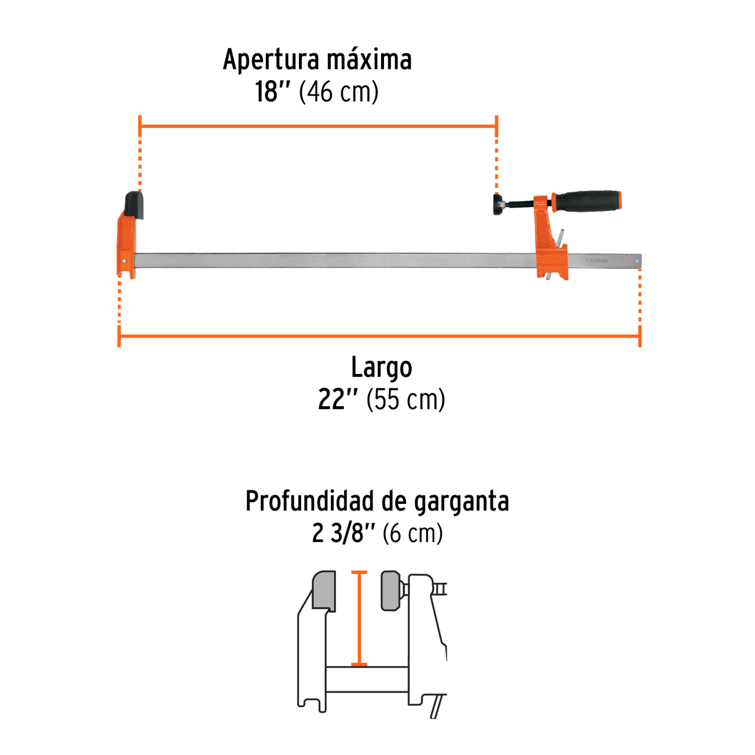 Spīle 460 mm, dziļums 60 mm, maksimālā slodze 140 kg PRF-18 TRUPER (PRF-18)