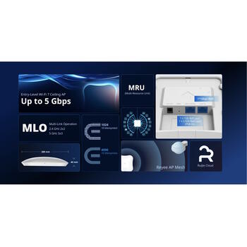 Ruijie RG-RAP72Pro Wi-Fi 7 piekļuves punkts, BE5040, 5011Mbps, 2x2.5G, PoE+, WPA3, balts (RG-RAP72Pro)