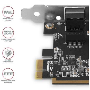 Axagon сетевая карта PCEE-GRF 1GBE 1порт, PCIe 1.1, 10/100/1000 Mbit/s, Realtek RTL8111, монтажная рама, блок питания (PCEE-GRF)