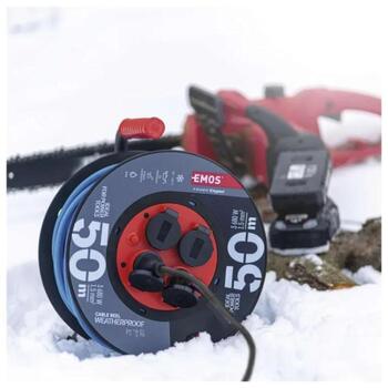 Emos Кабельная катушка с мобильным центром P08650W, 50 м, 4, 230 В, 16 А, IP44, PVC, 1,5 мм², 7 800 г (P08650W)