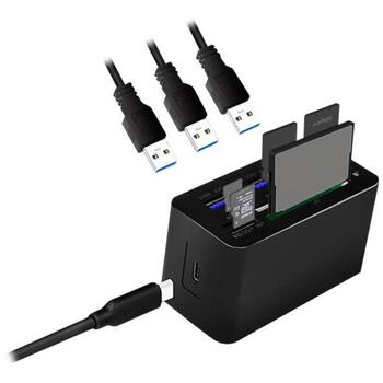 Logilink CR0046 док-станция для ноутбука, USB-C 3.2 Gen 1, 8-в-1, 3x USB-A 3.0, 1x USB-C, SD/microSD/M2/MS/CF, 5 Гбит/с, черная (CR0046)