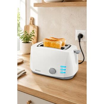 Brock BT 1002 WH Тостер, 800 Вт, 2 отсека, 6 уровней, разморозка, подогрев, съемный поддон (BT 1002 WH)