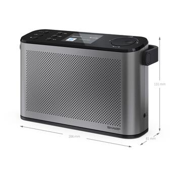 Sharp OSAKA Портативное цифровое радио DR-P540(GY), 5V, 120 предустановленных станций, Bluetooth, аккумулятор, стереозвук (DR-P540(GY))