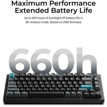 Keychron Q1U-M3 klaviatūra, 75% forma, 8000 Hz, RGB LED apgaismojums, 4000 mAh akumulators, USB + RF bezvadu + Bluetooth (Q1U-M3)