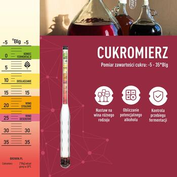 Browin 405656 nesalaužams cukura mērītājs ar mēģeni, -5 līdz 35°Blg, kompakta (405656)