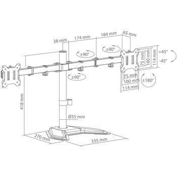 Sbox Крепление для монитора LCD-F024-3, 2x10кг, 17''-32'', 75x75-100x100, наклон +45°/-45°, поворот +90°/-90° (LCD-F024-3)