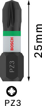 PRO Impact PZ skrūvgriežu uzgaļi, izturīgi un augstas griezes pretestības, PZ3, 25mm, 2 gab., 2608522402, BOSCH (2608522402)