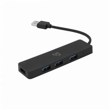 Sbox USB centrmezgls H-504, 4 porti, 5 Gbps, USB 3.0, 5V USB, ABS plastmasa, melna (H-504)