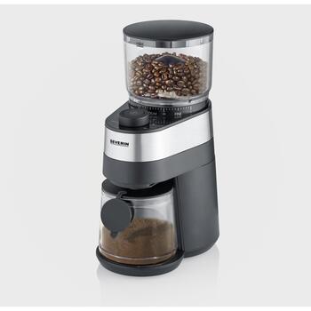Severin Кофемолка KM 3880, 140W, 240g, 130g контейнер, 30 уровней помола, автоматическое отключение, черный, нержавеющая сталь (KM 3880)