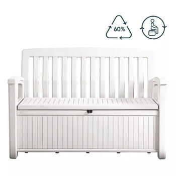 Keter Patio Storage Bench 29202690508, 227L, 133x61x89cm, белый, запираемый, 2 места (29202690508)