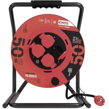 Emos Уличный удлинитель P19221, 50 м, 4 розетки, черный, резина, 230 В, 2,5 мм2, IP44, защита от детей (P19221)