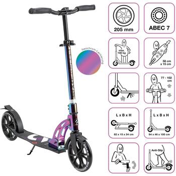 Six Degrees Самокат AU 610, 205mm, 82A, ABEC 7, 77-102cm, 100kg, складной, тормоз (AU 610)