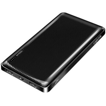 LogiLink PA0316 Power Bank, 10000 мАч, 2x USB-A, USB-C, 12 Вт, 2.4 А, LED-дисплей, черный (PA0316)