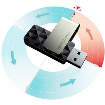 Silicon Power Blaze B30 USB флеш-накопитель SP064GBUF3B30V1K, 64 ГБ, USB 3.0, черный, 256-bit AES, 0-70 °C (SP064GBUF3B30V1K)
