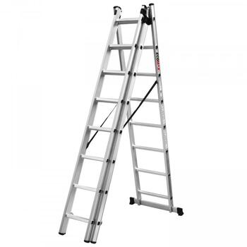 Ecomax Kombinētās kāpnes EML0201&EMX, 3x8 pakāpieni, 2,27/5,12m, 150kg, alumīnija, EN131 (EML0201&EMX)