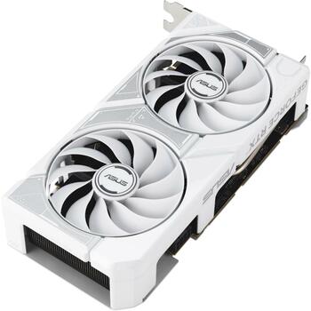 Asus Видеокарта DUAL-RTX5060-O8G-WHITE, 8 ГБ GDDR7, 3840 CUDA ядер, 2.5 слота, PCIe 5.0, 2 вентилятора, 7680 x 4320 (DUAL-RTX5060-O8G-WHITE)