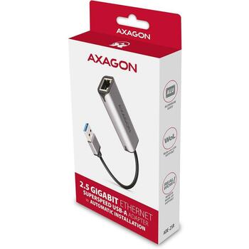 Axagon Сетевой адаптер ADE-25R, 2.5 Гбит/с, USB 3.2 Gen 1, 1x RJ-45, металлический корпус, Plug and Play, Wake-on-LAN (ADE-25R)