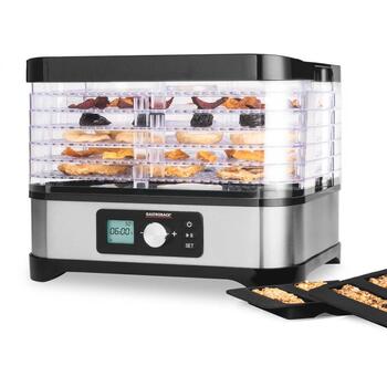 Gastroback Сушилка для фруктов 46600, 250 W, 3 кг, Черный, Нержавеющая сталь, 6 поддонов, LED экран, 72 ч таймер (46600)