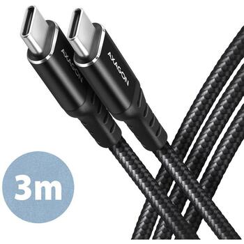 Axagon кабель USB-C к USB-C BUCM-CM30AB 3м 60Вт 3А черный (BUCM-CM30AB)