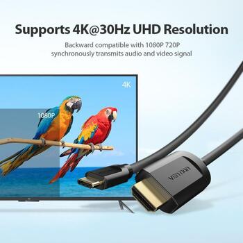Vention Видео кабель адаптер CGUBH 2м, USB Type-C, HDMI, 3840 x 2160, 30Гц, 3 слоя защиты, черный (CGUBH)