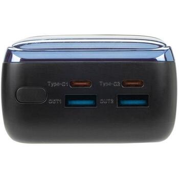 Rivacase Power Bank VA1080, 30000mAh, 65W, LCD, 2xUSB-A, 2xUSB-C, Литий-полимер, черный/синий (VA1080)