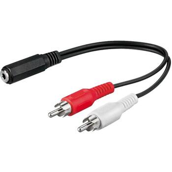 Goobay аудио кабельный адаптер AVK 179-0020 50092, 0.2м, 3.5мм 3-контактный стерео разъем на 2 RCA штекера, черный (50092)