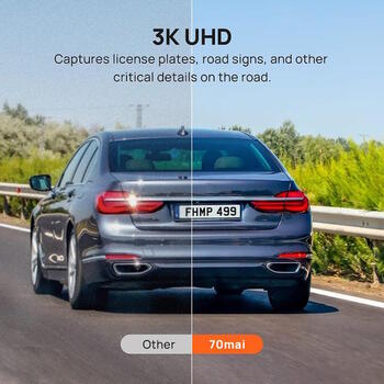 70MAI S500 Rearview Dashcam aizmugurējā skata videoreģistrators-spogulis ar 9.35″ IPS skārienekrānu 3K HDR (2592×1944 @30 fps) priekšējā kamera Sony STARVIS 2 IMX675, dubults režīms priekšā/aizmugurē (1080p) ~138° redzes leņķis GPS/G-Sensor/parkošanās uzr