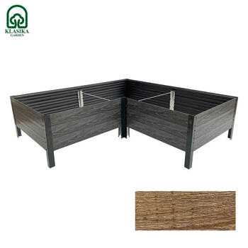 Paaugstinātā dārza dobe Wood Look L – formas, brūna: 150x150x75x75x75x75 cm, h-30 cm; 9993550291336 KLASIKA (24356)