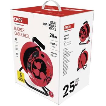 Emos Уличный удлинитель P19625, 25 м, 4 розетки, 230 В, 16 А, IP44, резина, H05RR-F3G, защита от детей (P19625)