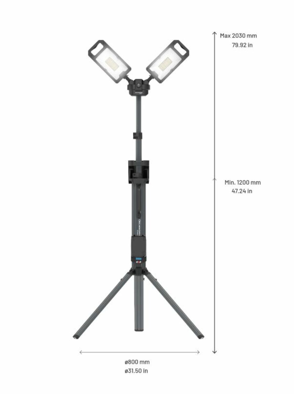Scangrip Akumulatora lampa TOWER 8 CONNECT 03.6107C, 8000 lm, 5.2 kg, 360° rotējoši prožektori (03.6107C)