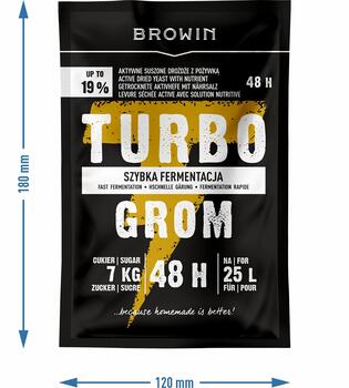 Browin Turbo Grom 48h дрожжи для дистилляции 403190, 0.15кг, 25л, 48ч, дрожжи для брожения (403190)