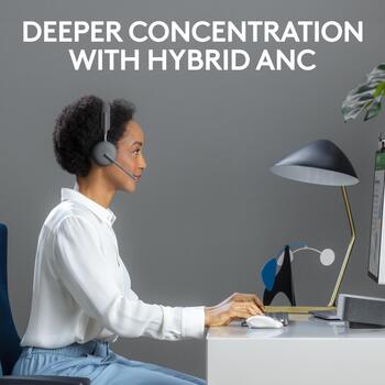 Logitech Zone Wireless 2 981-001311, austiņas, Bluetooth 5.2, 40mm, ANC, 5 mikrofoni, 15h sarunas, 22h atskaņošana, 50m, USB-C (981-001311)