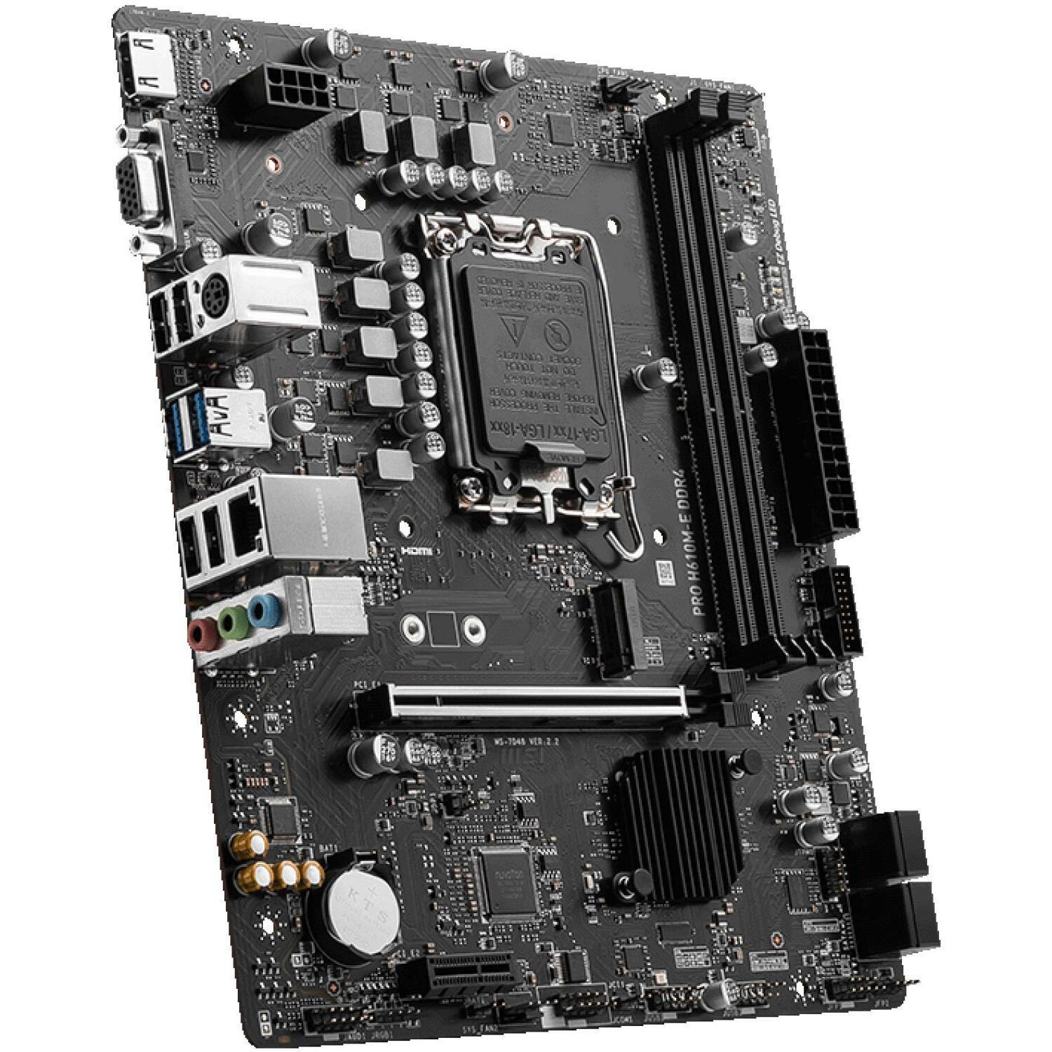 Msi Материнская плата PRO H610M-E DDR4, LGA 1700, DDR4 3200 МГц, 2 DIMM, 4 SATA III, 1 M.2, 1 HDMI, 1 VGA, 4 USB 2.0, 2 USB 3.2 (PROH610M-EDDR4)