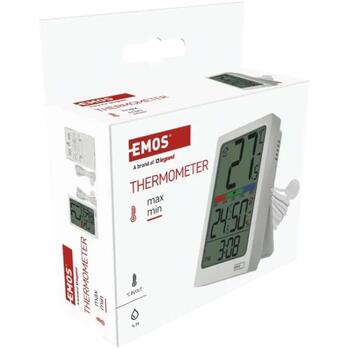 Emos Цифровой термометр с измерителем влажности E0558P, -10°C до +50°C, -50°C до +70°C, 1,9 м провод, будильник (E0558P)