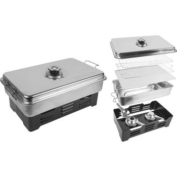 Browin 330001 коптильня с термометром, 45,5см, 27,4см, 21см, 3,192кг, нержавеющая сталь, 2 горелки (330001)