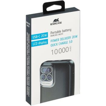 Rivacase Power Bank VA2511, 10000 мАч, 20W PD, 3A, 1xUSB-C, ЖК-дисплей, быстрая зарядка (VA2511)