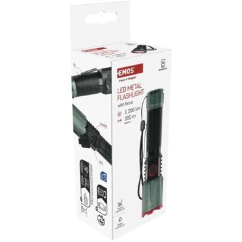 Emos LED перезаряжаемый металлический фонарь P3121, 1200 lm, 2200 mAh, алюминий, 4 режима, IP43 (P3121)