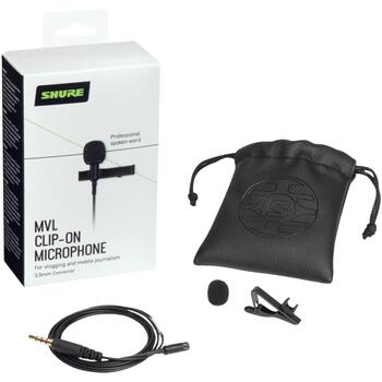 Shure MVL петличный микрофон, MVL-3.5MM, -44dB, 1.52cm, 0.55cm, 1, проводной, omni-directional, ветрозащита для микрофона (MVL-3.5MM)