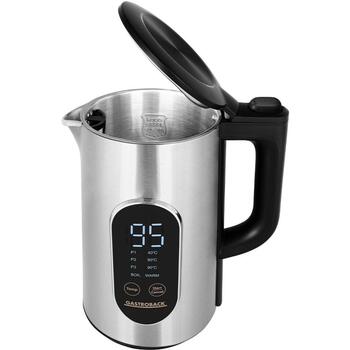 Gastroback Чайник 42446, 3000W, 1.5л, 40°C, 80°C, 90°C, 100°C, нержавеющая сталь, двойные стенки, цифровой дисплей (42446)