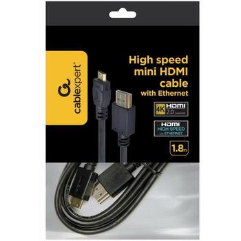Gembird HDMI-MINI HDMI kabelis CC-HDMI4C-6 1.8 m, HDMI A vīriešu, HDMI C mini vīriešu, zelta kontaktu, 4096 x 2160, 10 Gbit/s (CC-HDMI4C-6)