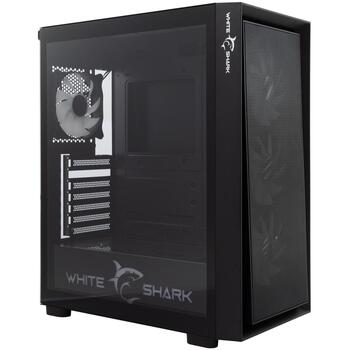 White Shark GCC-2401 Warhead-3 Black, E-ATX Mid Tower korpuss, 4x12cm RGB ventilatori, 5 PCI sloti, USB 3.0, Type-C (WARHEAD-3-B)