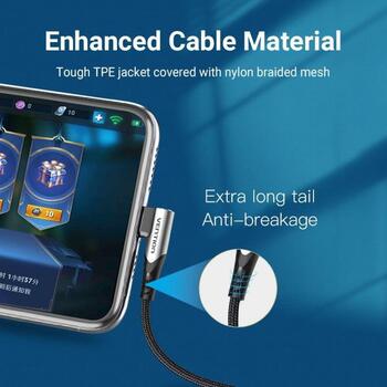 Vention CABLE USB-C TO USB-C R.ANGLE TAKHF, 1м, 5A, 480Mbps, 90° дизайн, нейлоновая оплетка (TAKHF)