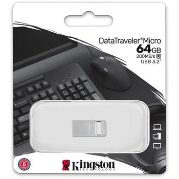 Kingston DataTraveler zibatmiņa DTMC3G2/64GB, 64 GB, 200 MB/s, USB Type-A, metāla, 1 gab. (DTMC3G2/64GB)