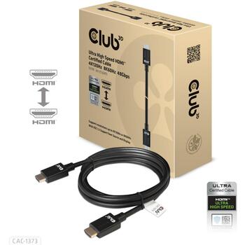 Club3D HDMI кабель CAC-1373 3м, 48Гбит/с, 2.1, 10K@120Гц, eARC, золотые контакты, черный (CAC-1373)