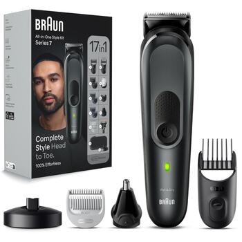 Braun matu trimmeris MGK7491, 100 min, 21 garuma iestatījumi, 17 piederumi, AutoSense, LED indikators, mazgājams, slapjš un sauss (MGK7491)