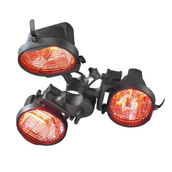 Eurom Parasol Heater 1500 инфракрасный обогреватель для зонта и террасы 1500W IP23 3 лампы halogen до 15m2 чёрный (333329)
