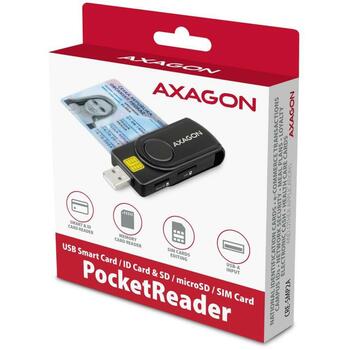 Axagon planšetdators CRE-SMP2A USB-C, USB 2.0, 4 sloti, atmiņas karte microSD, SIM, melns, CE, RoHS (CRE-SMP2A)