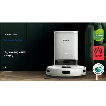 Ezviz RE4 Plus робот-пылесос CS-RE4P-PWT2, 4000Па, 5200мАч, 240мин, LDS LiDAR, самоочищающаяся база, белый (CS-RE4P-PWT2)